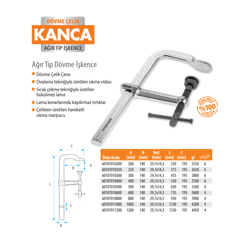 Kanca Ağır Tip dövme Çelik İşkence 80 cm 800x140mm - Görsel 5